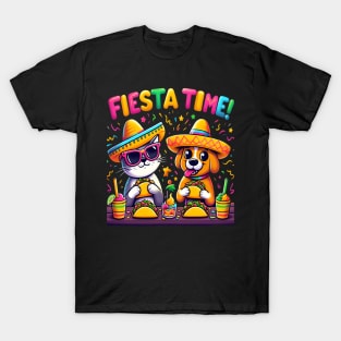 funny cat dog taco Time Cinco de mayo T-Shirt